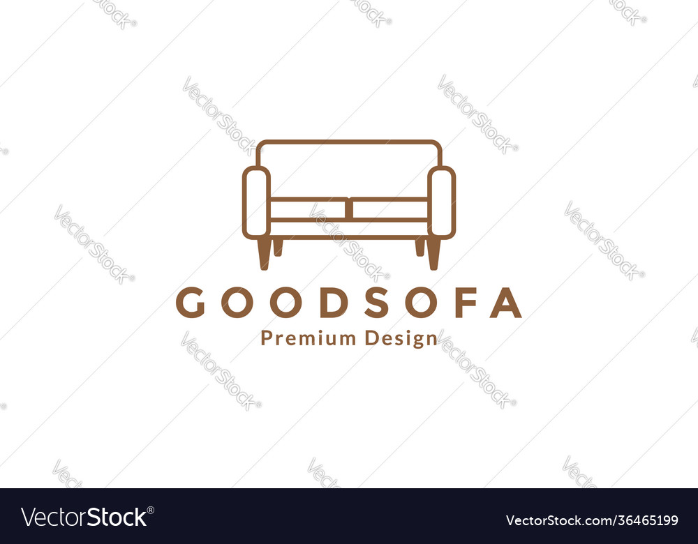 Minimalist interior sofa lines logo design icon Vector Image