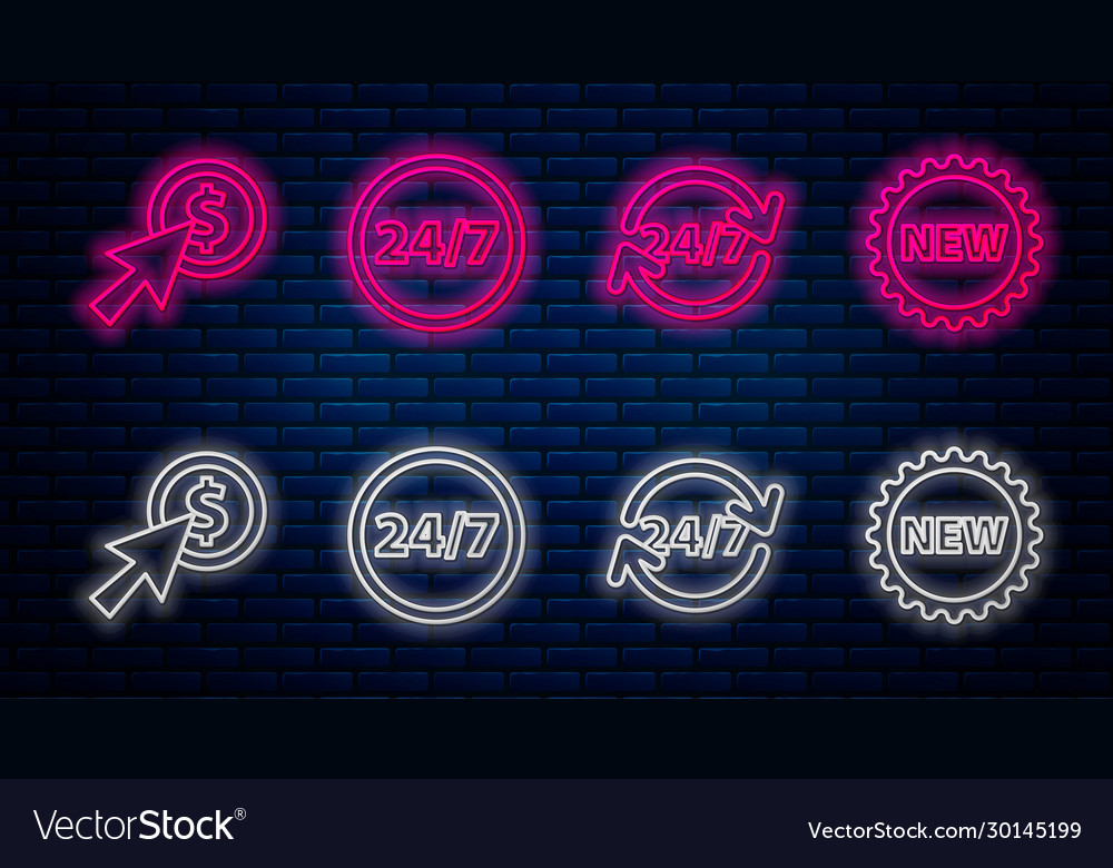 Set line clock 24 hours cursor vector image Set line clock 24 hours cursor