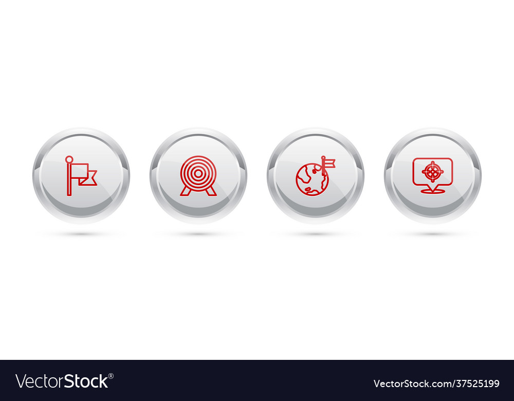 Set line flag target planet vector image Set line flag target planet