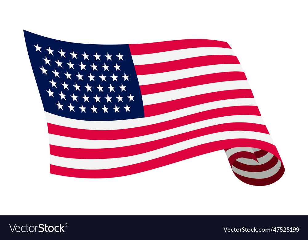 Waving flag american on white background