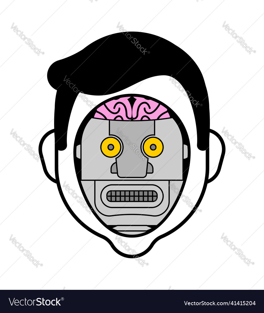 Artificial intelligence man robot head face