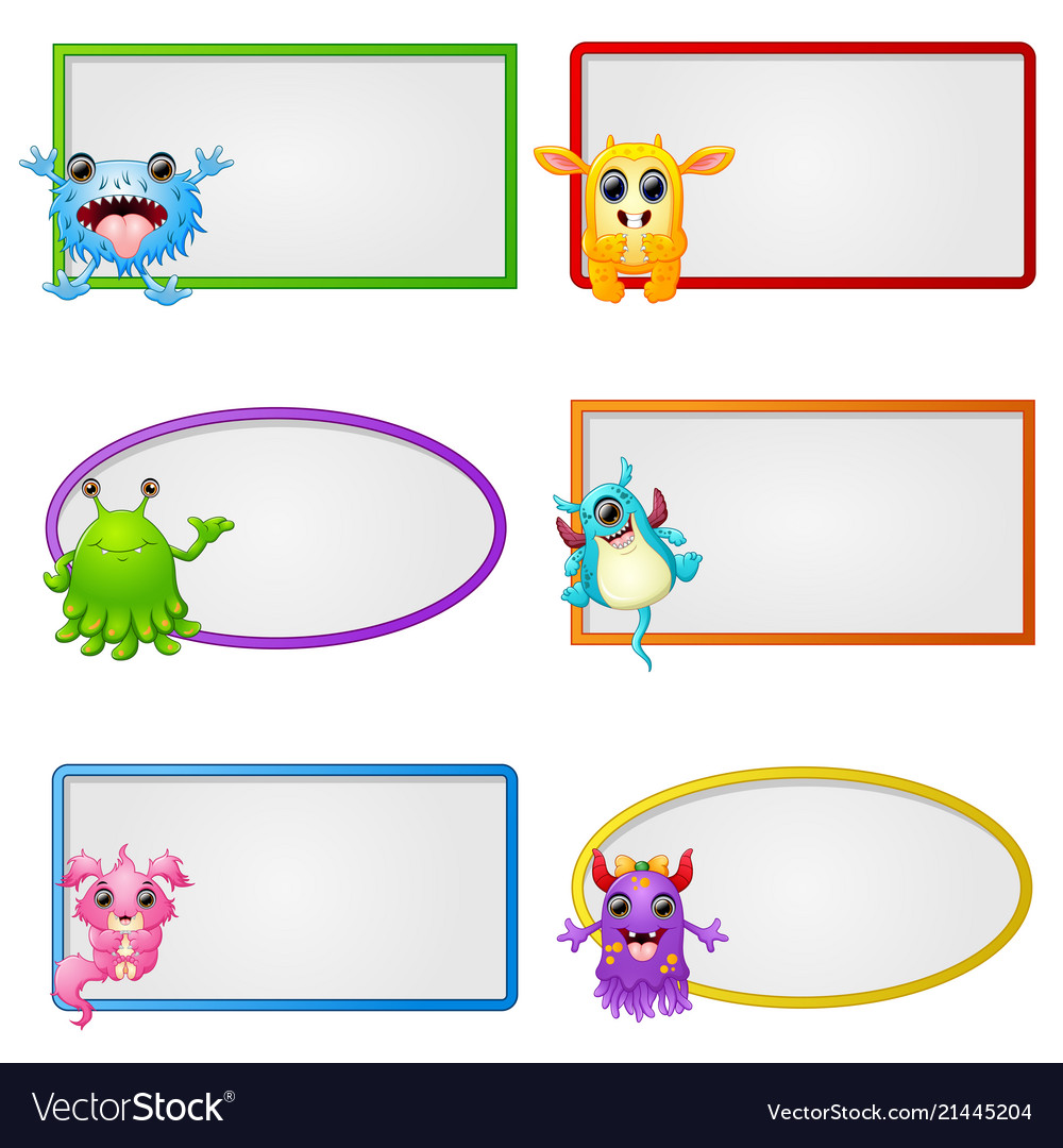 Empty frame with little monster character
