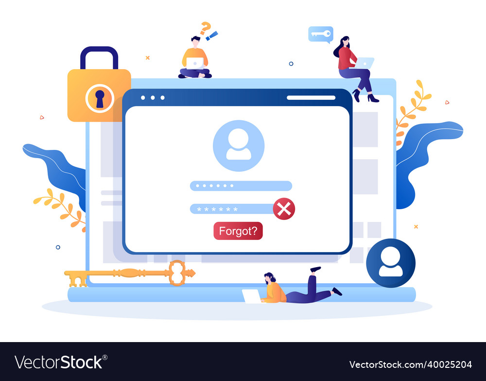 Forgot password and account login for web page vector image Forgot password and account login for web page
