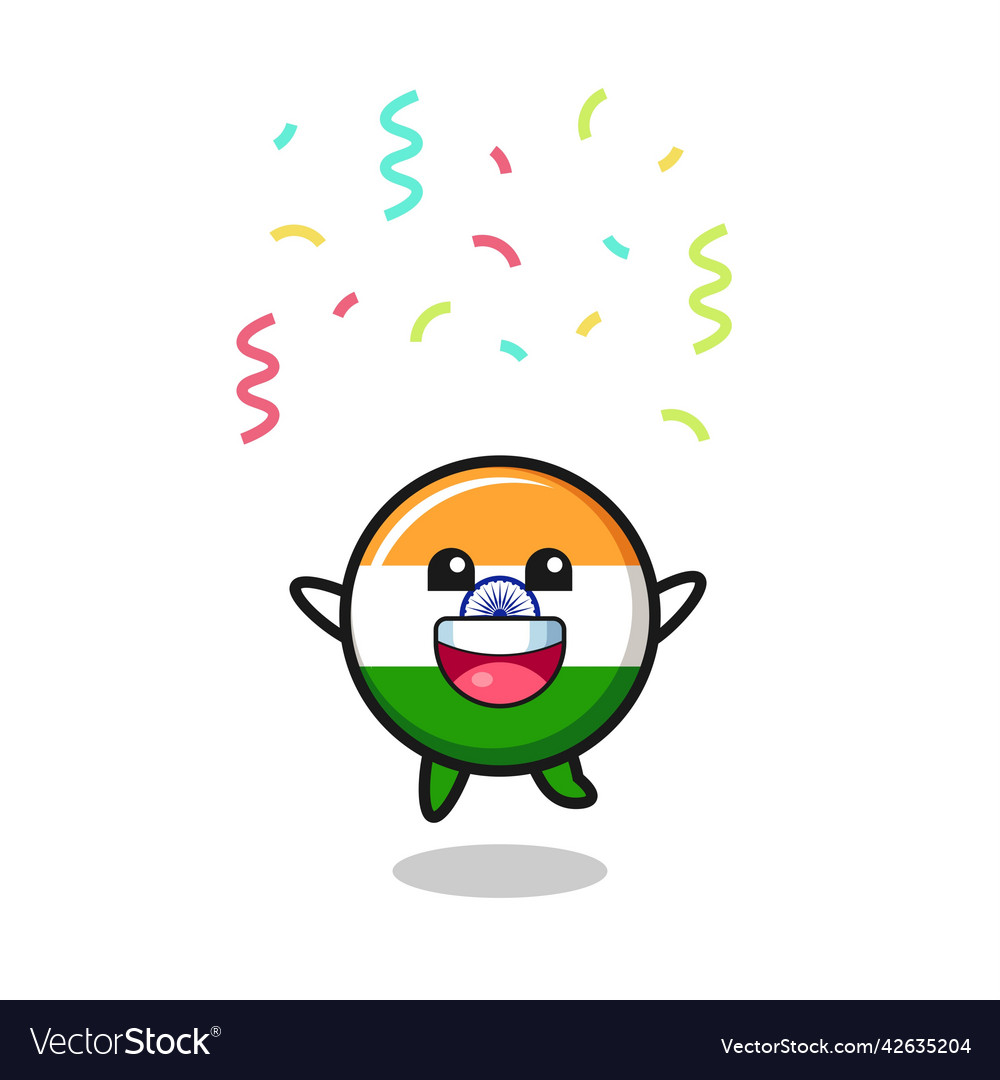 Happy india flag mascot jumping