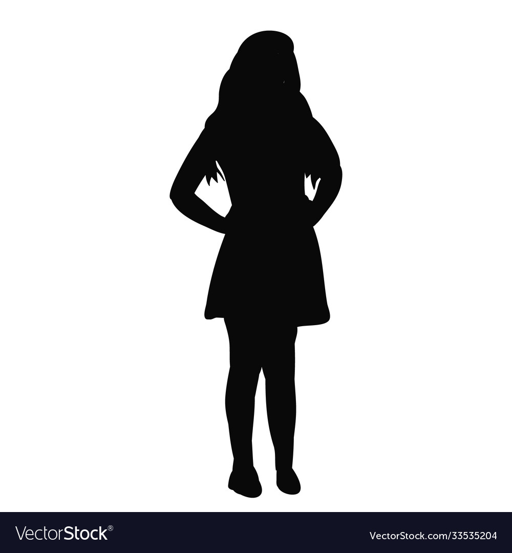 In isolation black silhouette child girl Vector Image