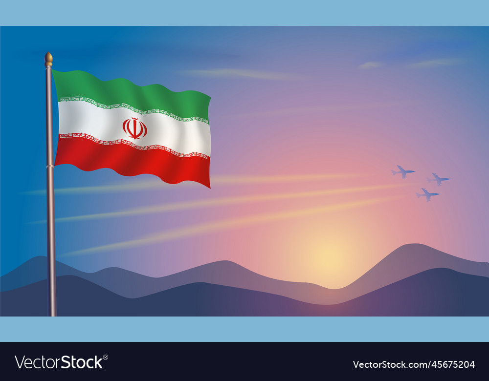 Iran flag in the morning sun Royalty Free Vector Image