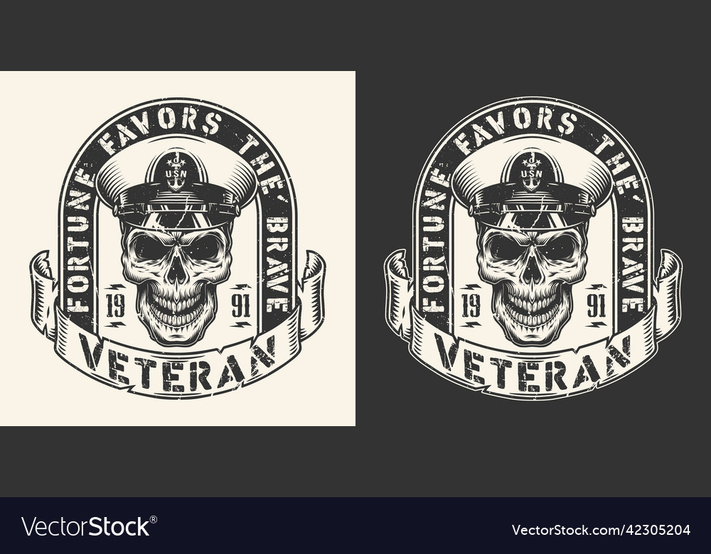 Navy veteran element monochrome vintage Royalty Free Vector