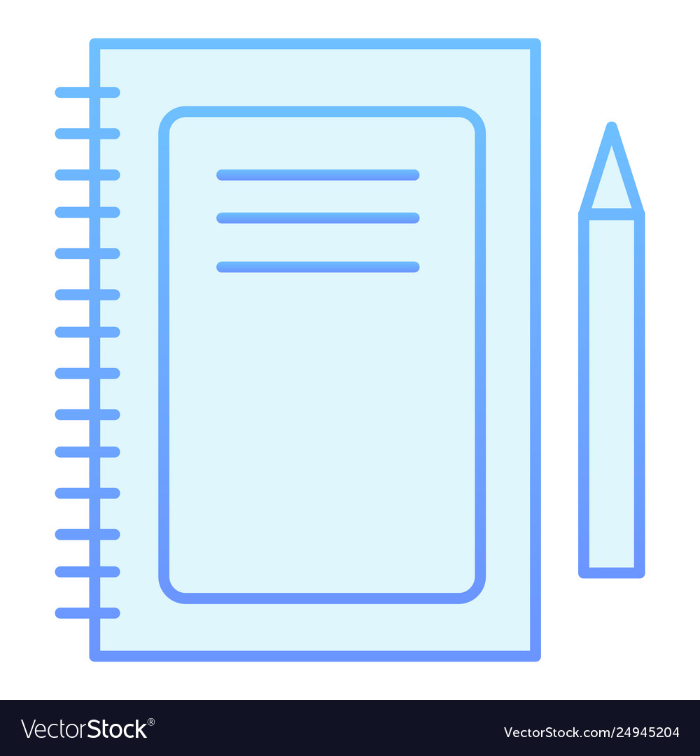 Notebook flat icon notepad and pen blue icons vector image Notebook flat icon notepad and pen blue icons