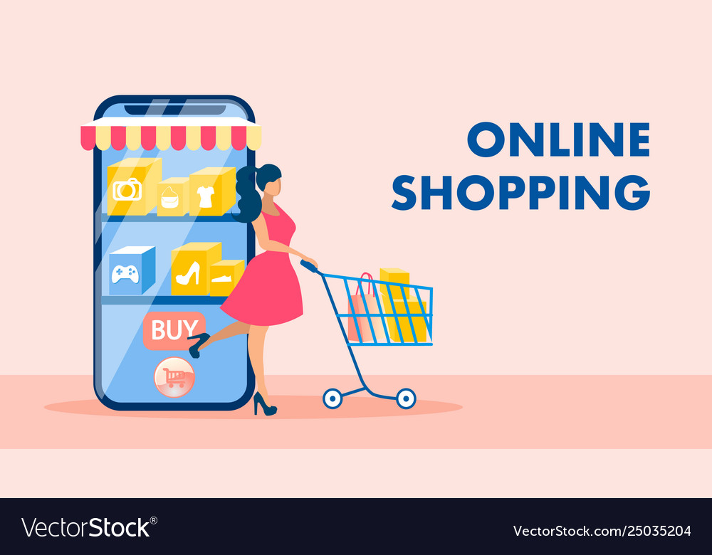 Online shopping e commerce banner concept Vector Image