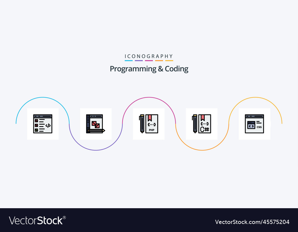 Programmierung und Kodierung Linie gefüllt flach 5 Icon