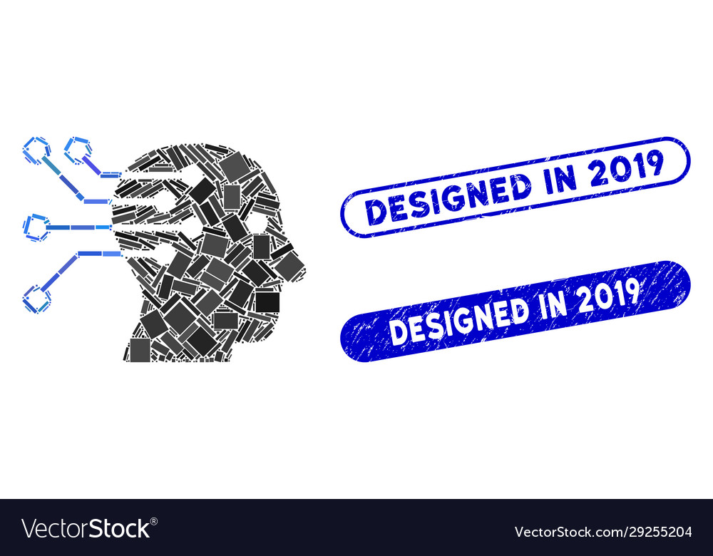 Rectangle collage cyborg brain interface circuit