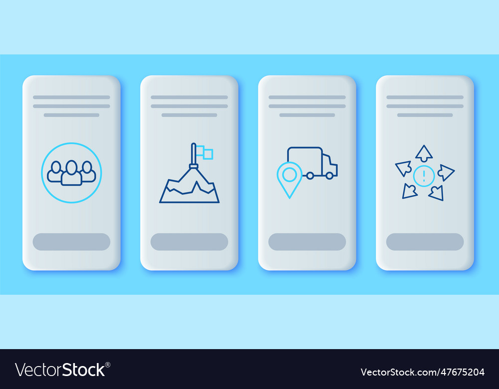 Set line mountains with flag delivery tracking vector image Set line mountains with flag delivery tracking