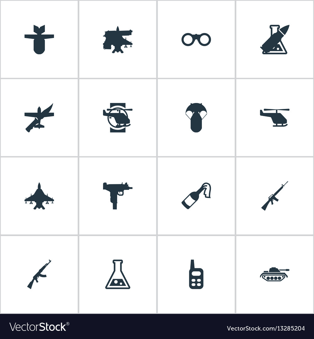 Set of 16 simple army icons can be found