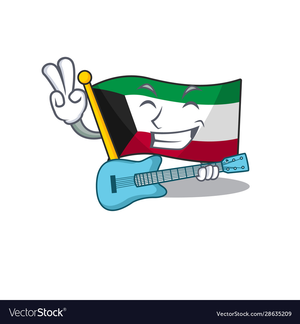 A mascot flag kuwait performance with guitar