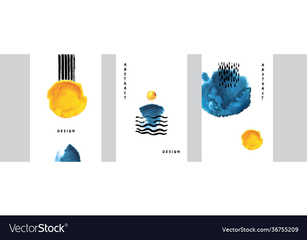 Abstract art design set hand painted minimalistic vector image Abstract art design set hand painted minimalistic