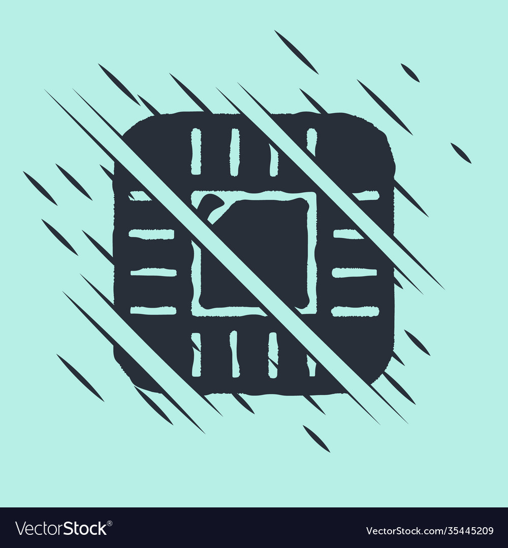 Black computer processor with microcircuits cpu vector image Black computer processor with microcircuits cpu