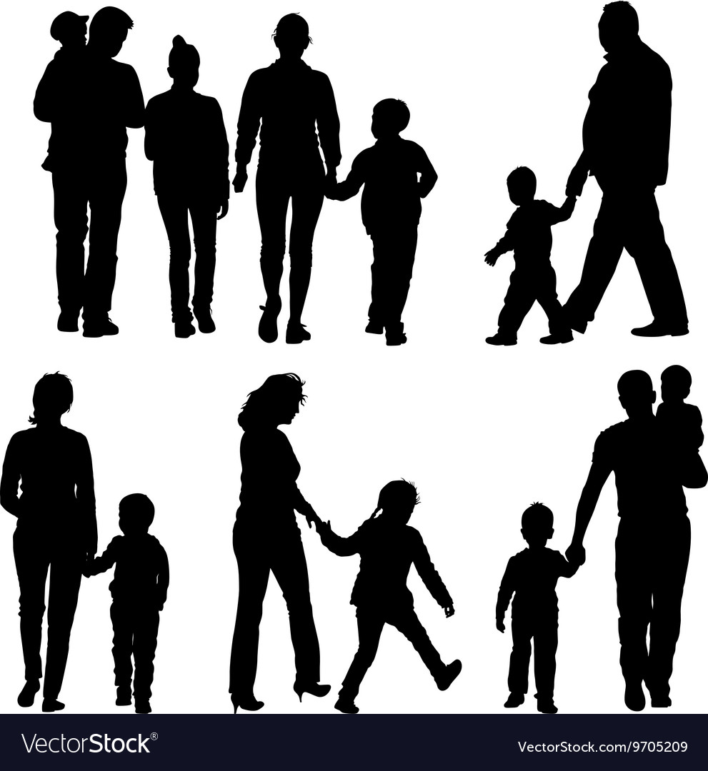 Black silhouettes family on white background Vector Image