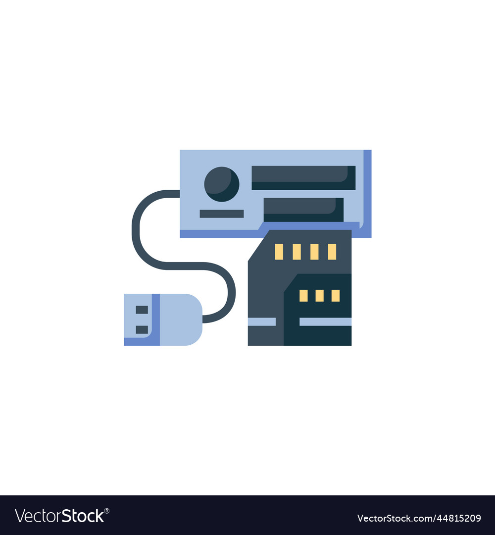 Card reader icon computer component flat vector image Card reader icon computer component flat