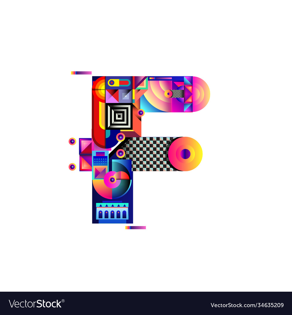 Colorful alphabet font letter f for logo