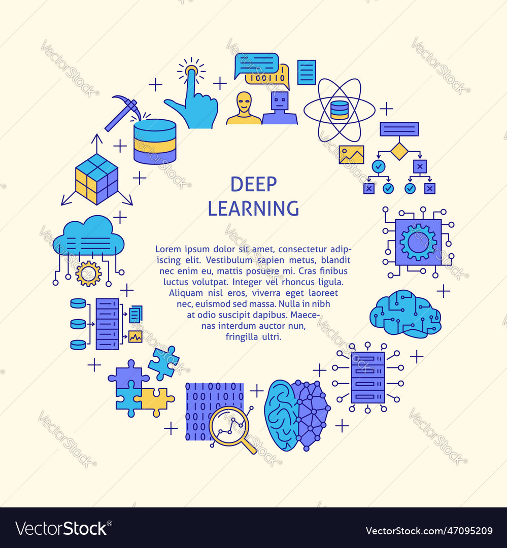 Computer deep learning round banner vector image Computer deep learning round banner