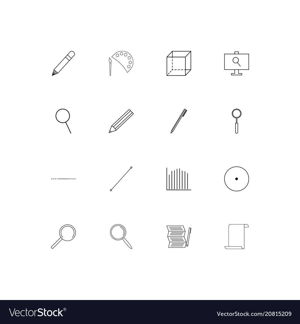 Creative process and design linear thin icons set
