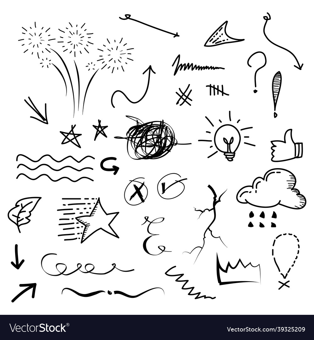 Doodle elements hand drawn collection of arrow vector image Doodle elements hand drawn collection of arrow