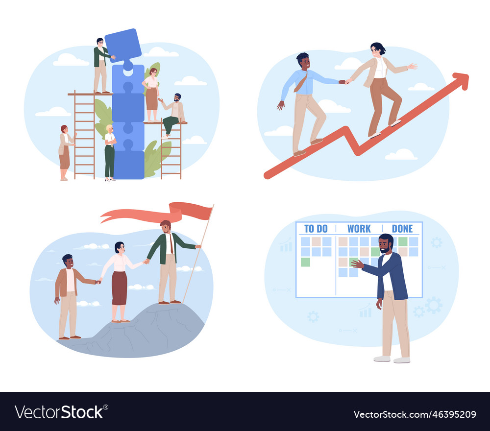 Effective team management flat concept spot pack Vector Image