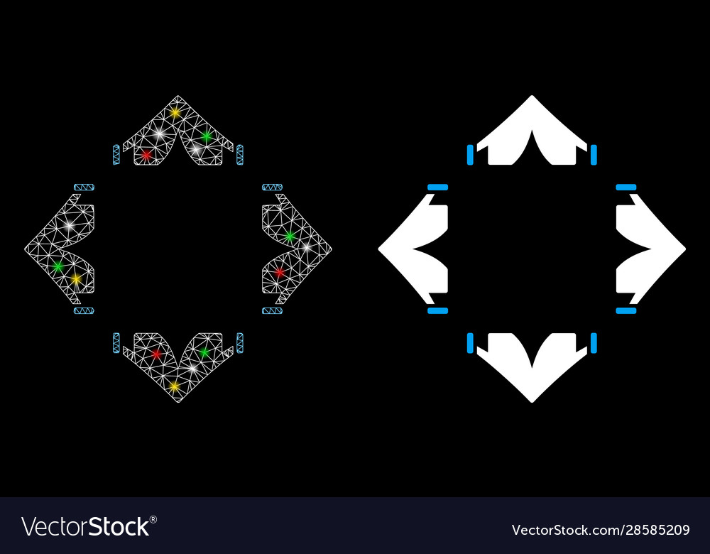 Flare mesh wire frame tent camp icon with