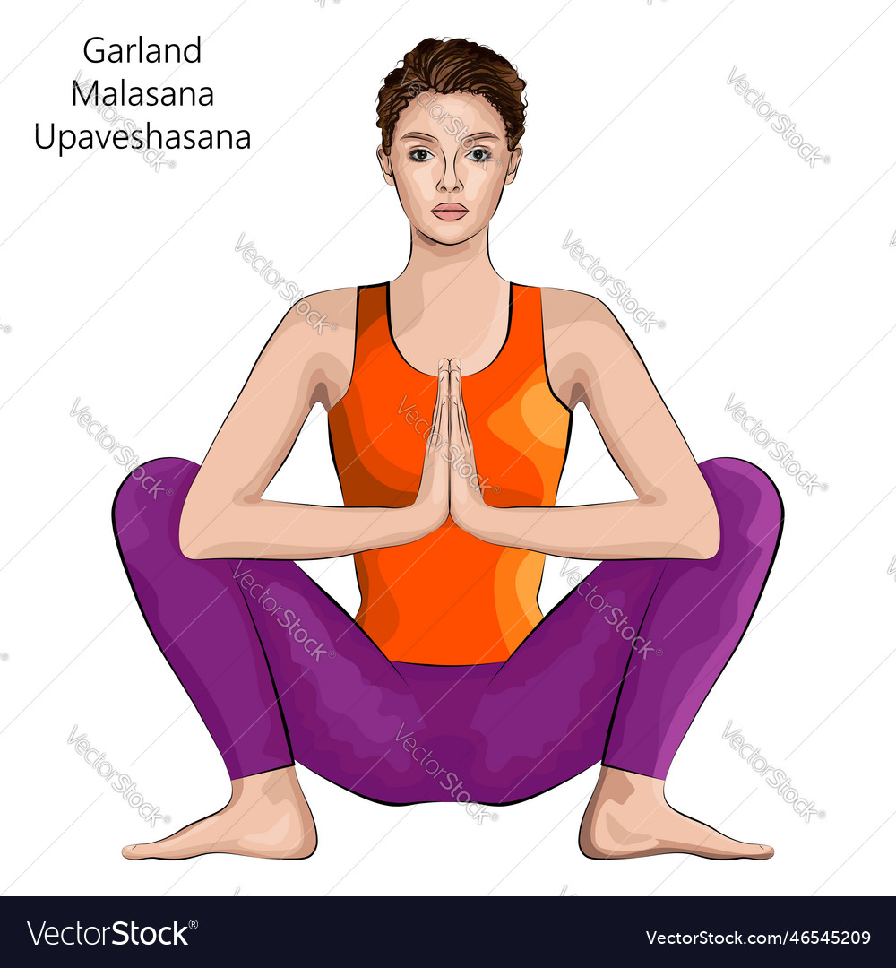 Garland pose or yogi squat Royalty Free Vector Image