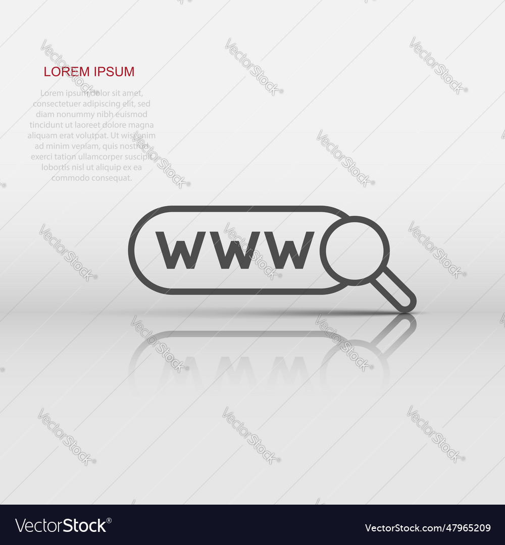 Global search icon in flat style website address vector image Global search icon in flat style website address