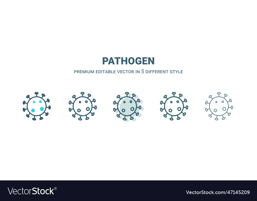 Pathogen icon in 5 different style outline filled vector image Pathogen icon in 5 different style outline filled