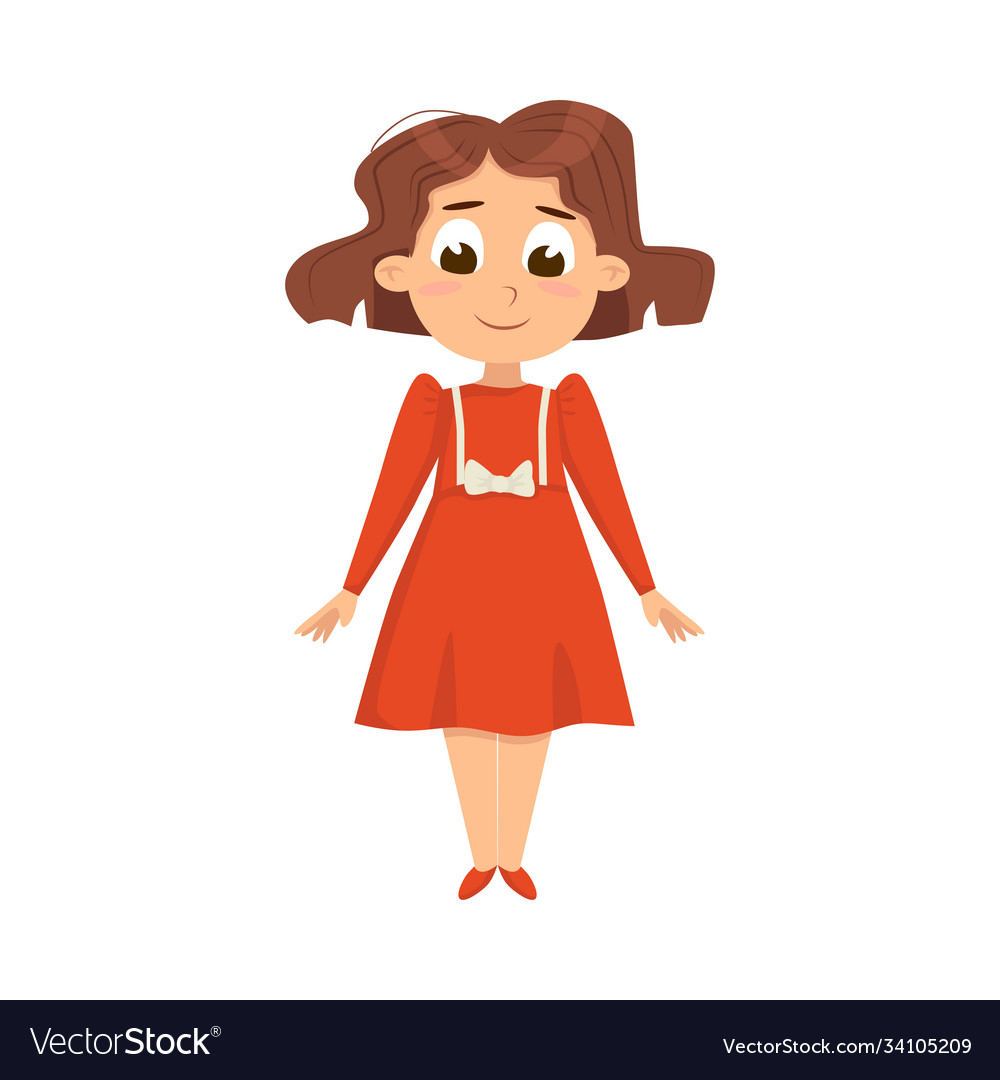 Pretty little girl in elegant red dress cute kid Vector Image