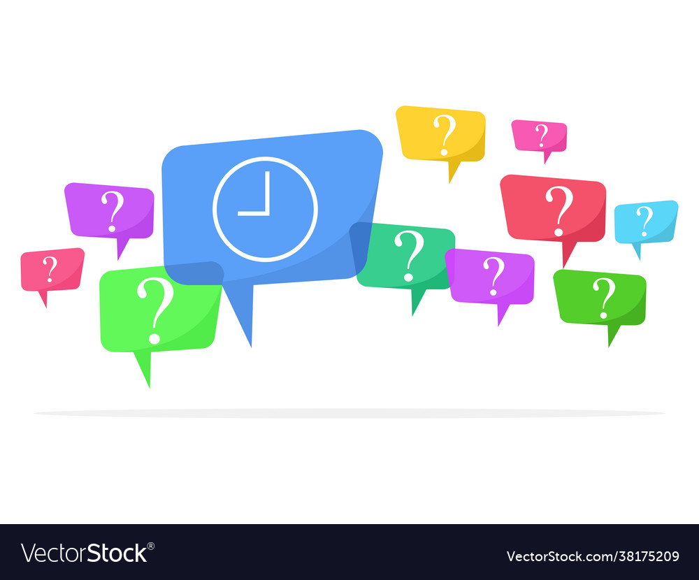 Question marks in speech bubbles and problem