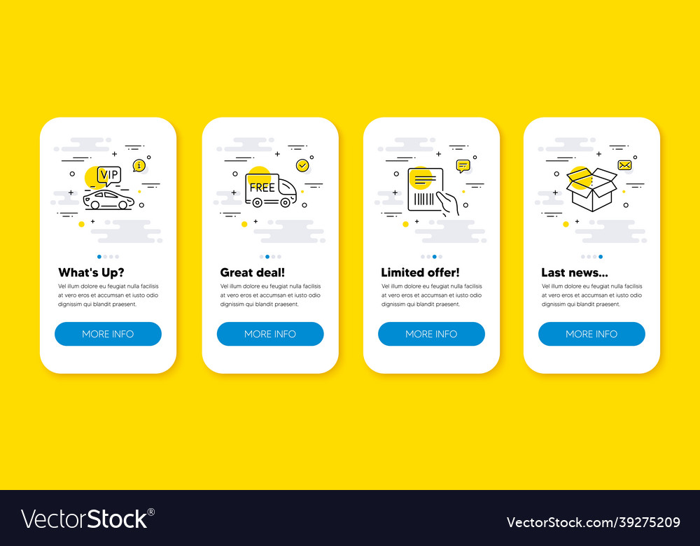 Set of free delivery parcel invoice