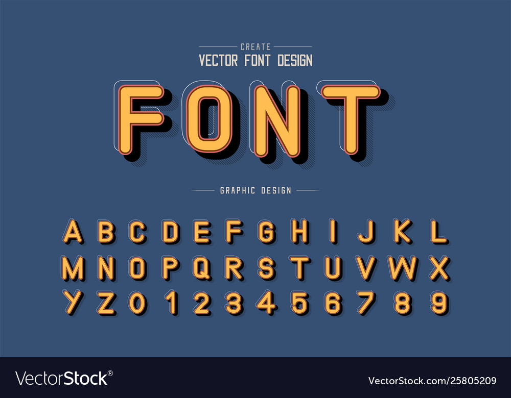 Shadow and line font alphabet typeface letter