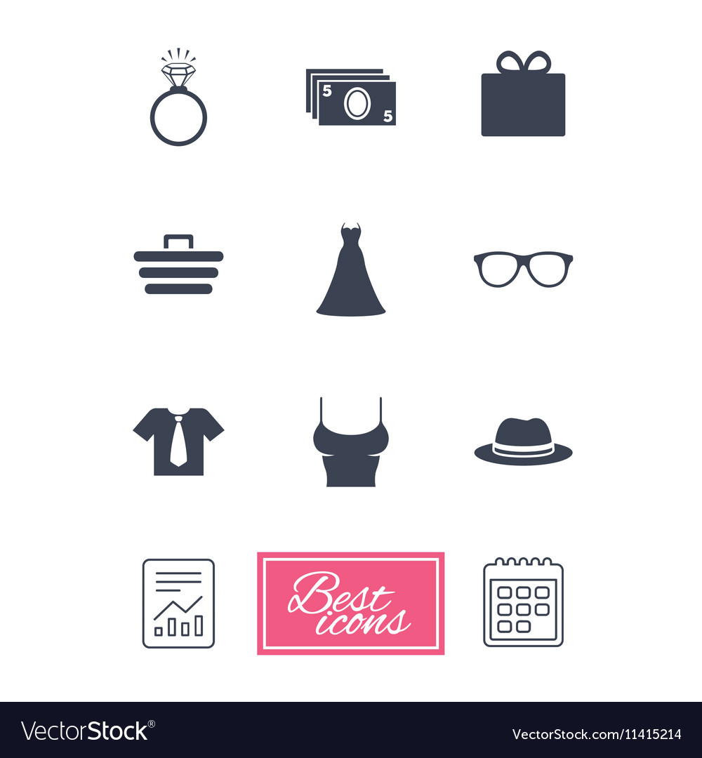 Accessories clothes icons shopping signs