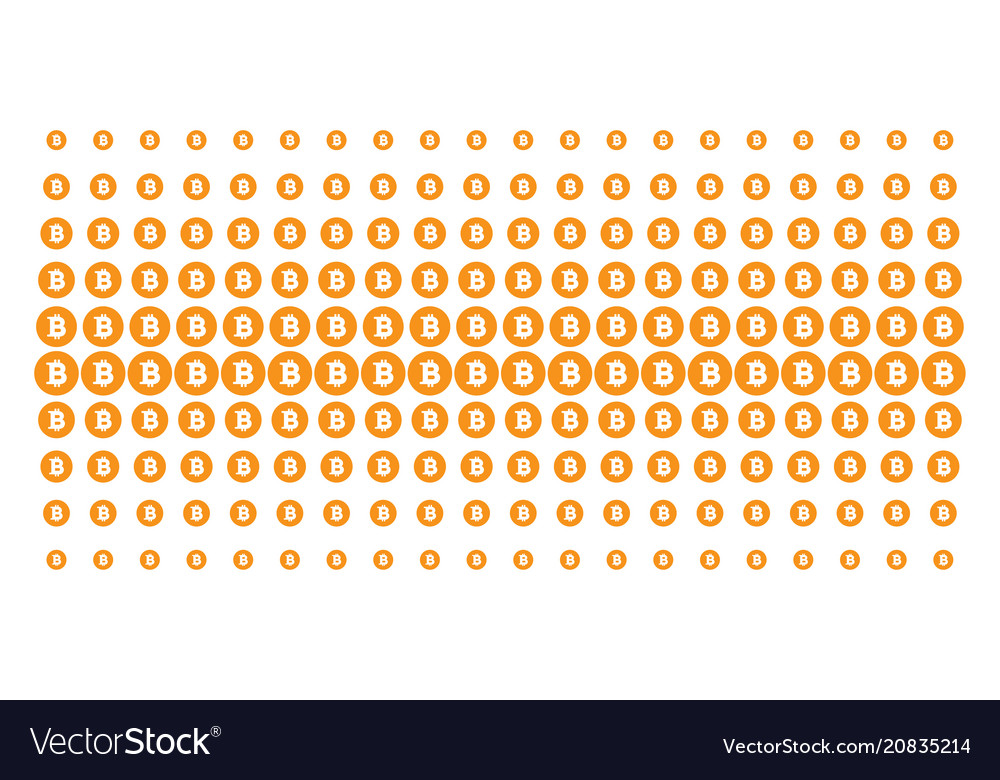 Bitcoin coin shape halftone pattern vector image Bitcoin coin shape halftone pattern