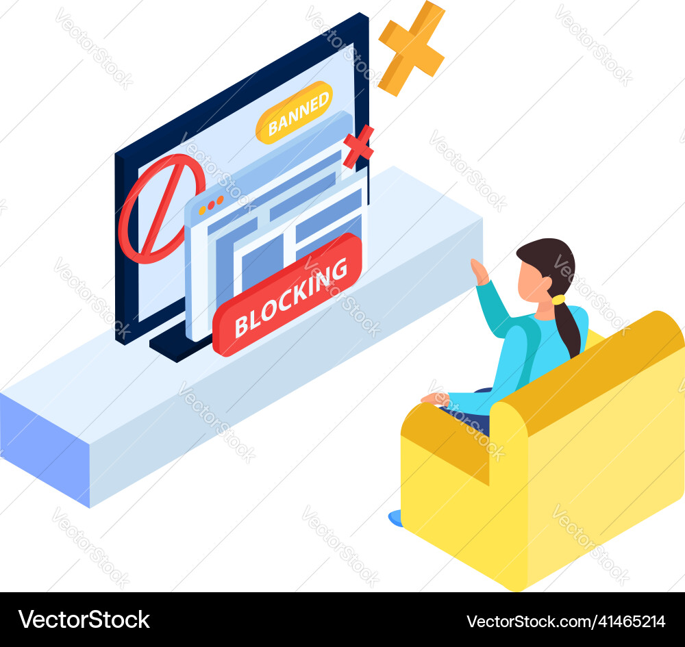 Blocking internet icon Royalty Free Vector Image