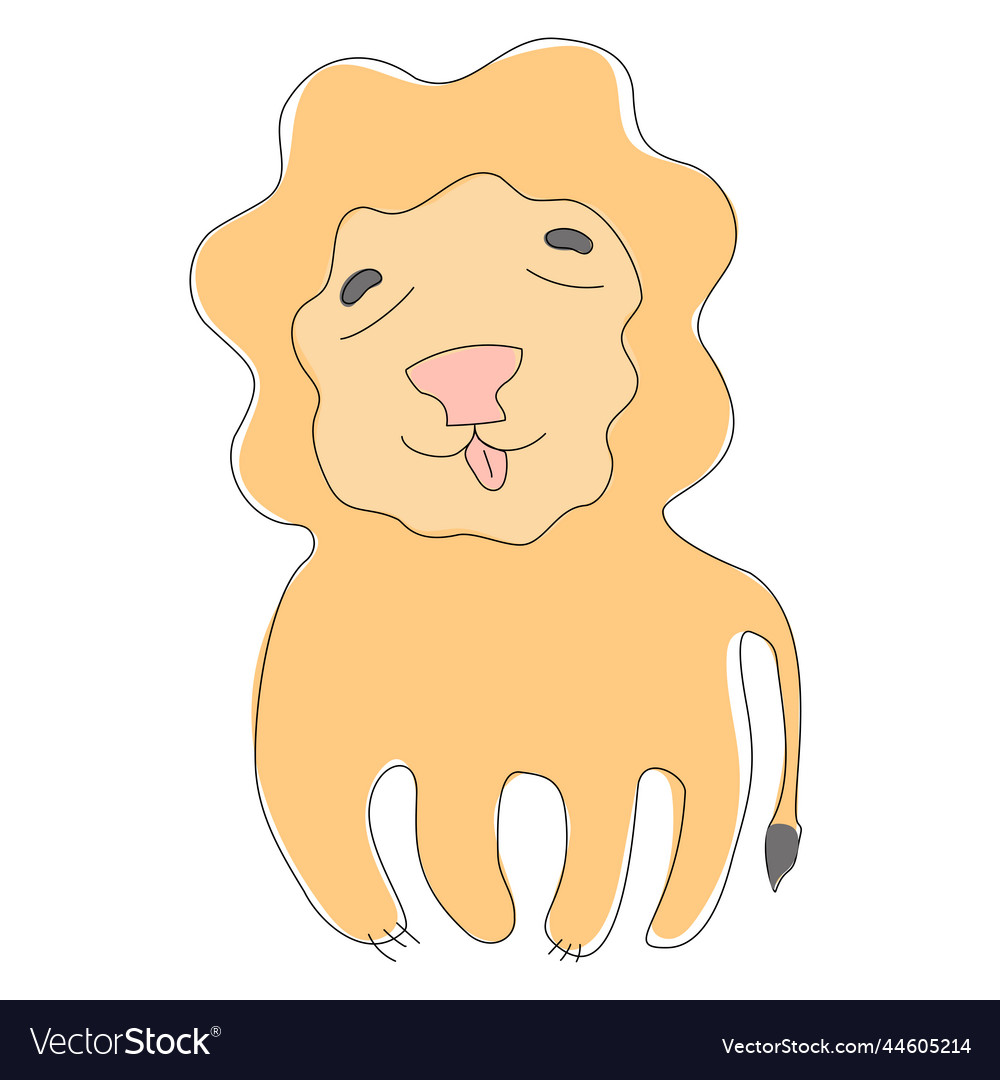 Cute hand drawn sleeping lion flat