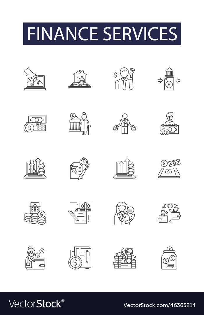 Finance services line icons and signs