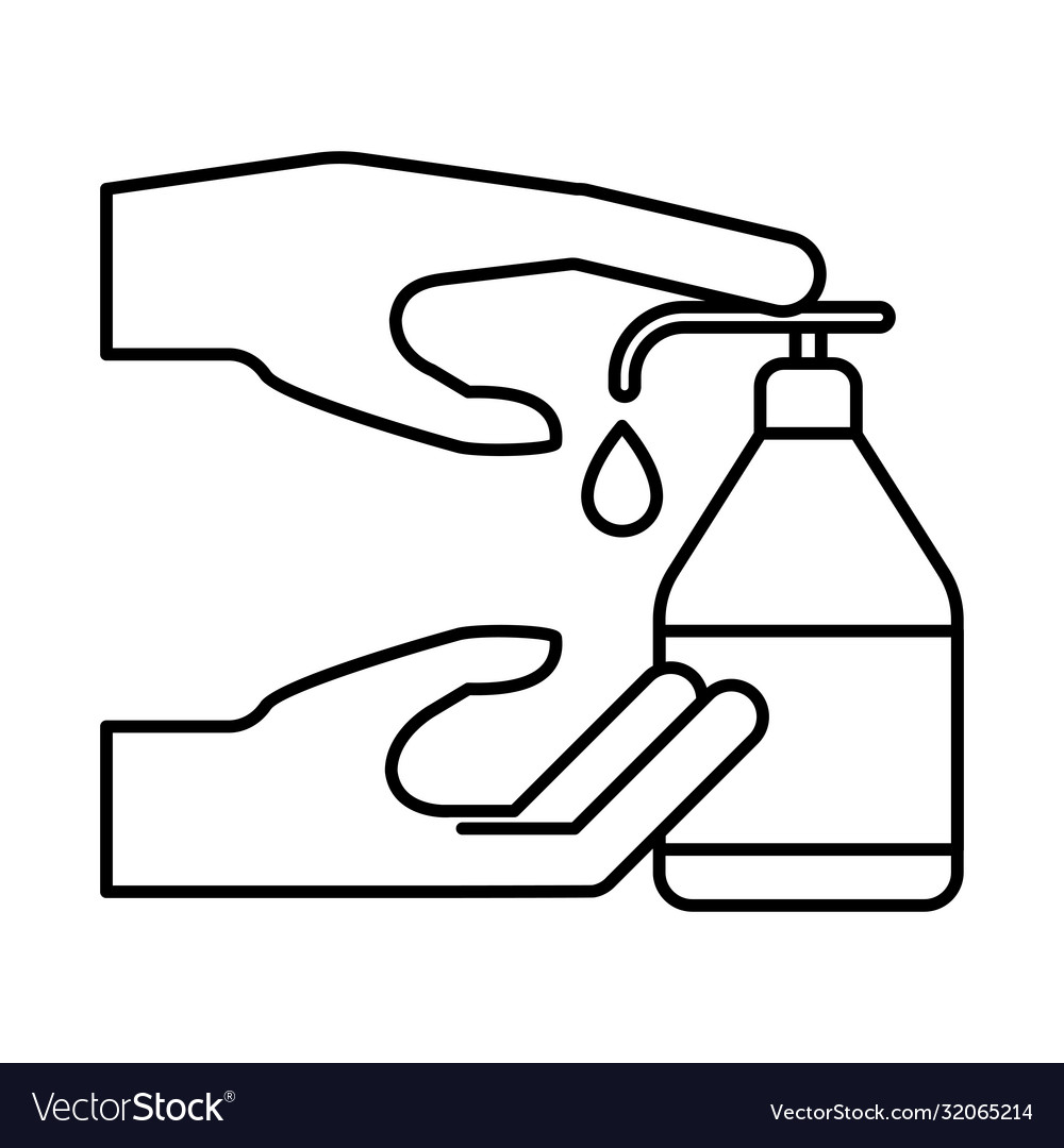 Hands with soap dispenser line style icon Vector Image