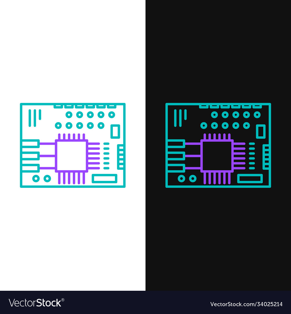 Line printed circuit board pcb icon isolated Vector Image