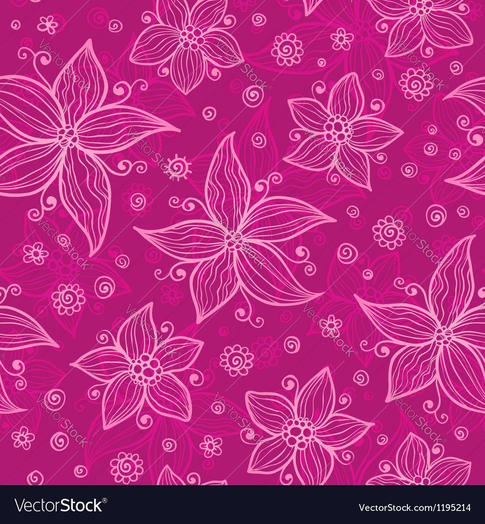 Pink doodle flowers seamless pattern Royalty Free Vector