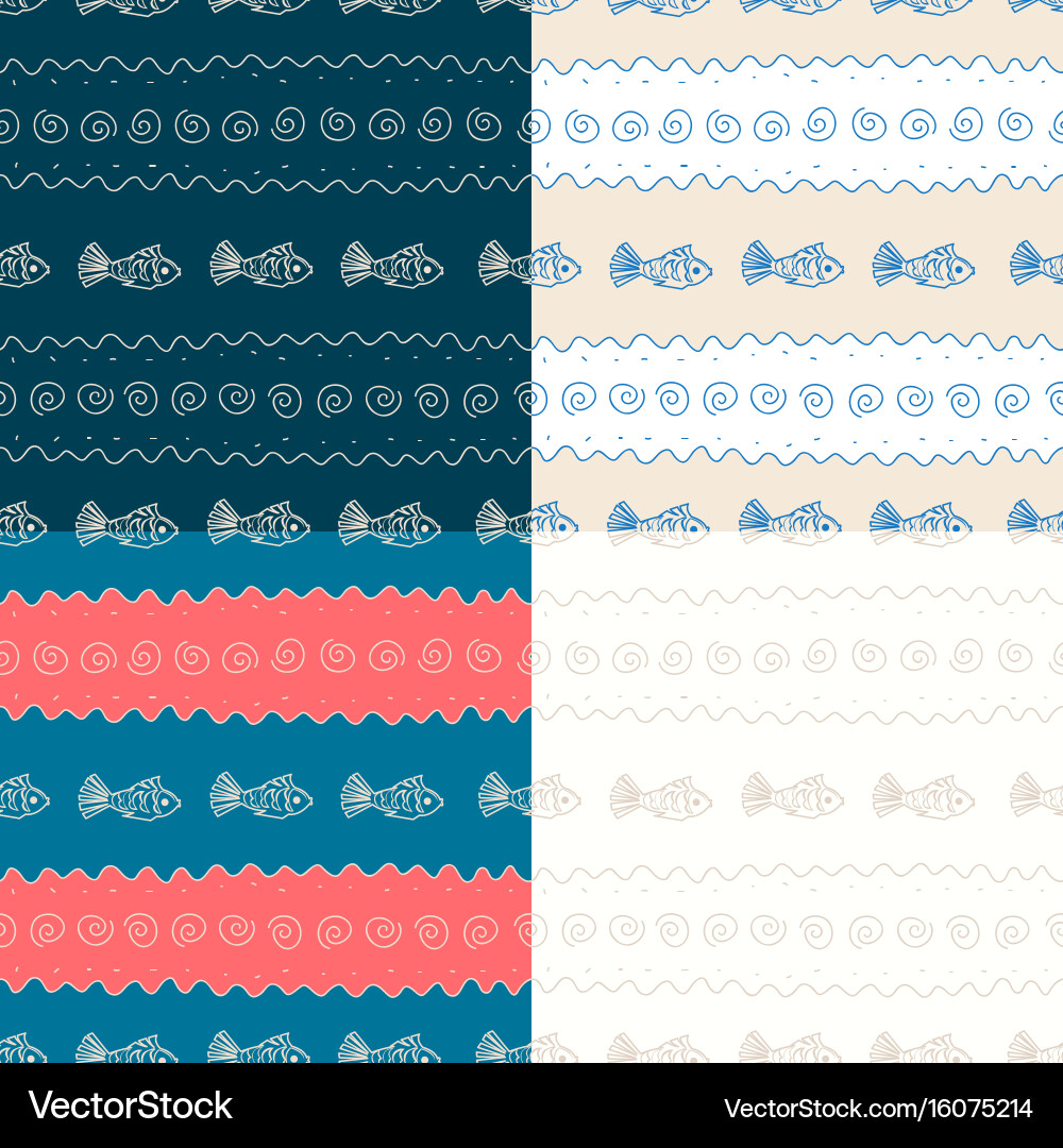 Sea seamless pattern Royalty Free Vector Image