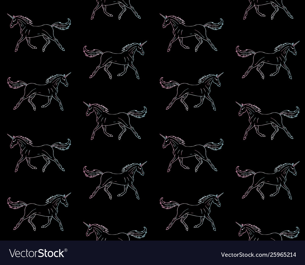 Seamless pattern holographic hand drawn unicorn