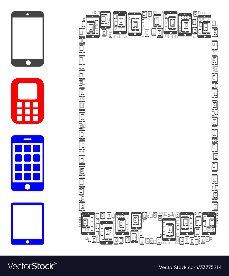 Smartphone recursion mosaic self items vector image Smartphone recursion mosaic self items