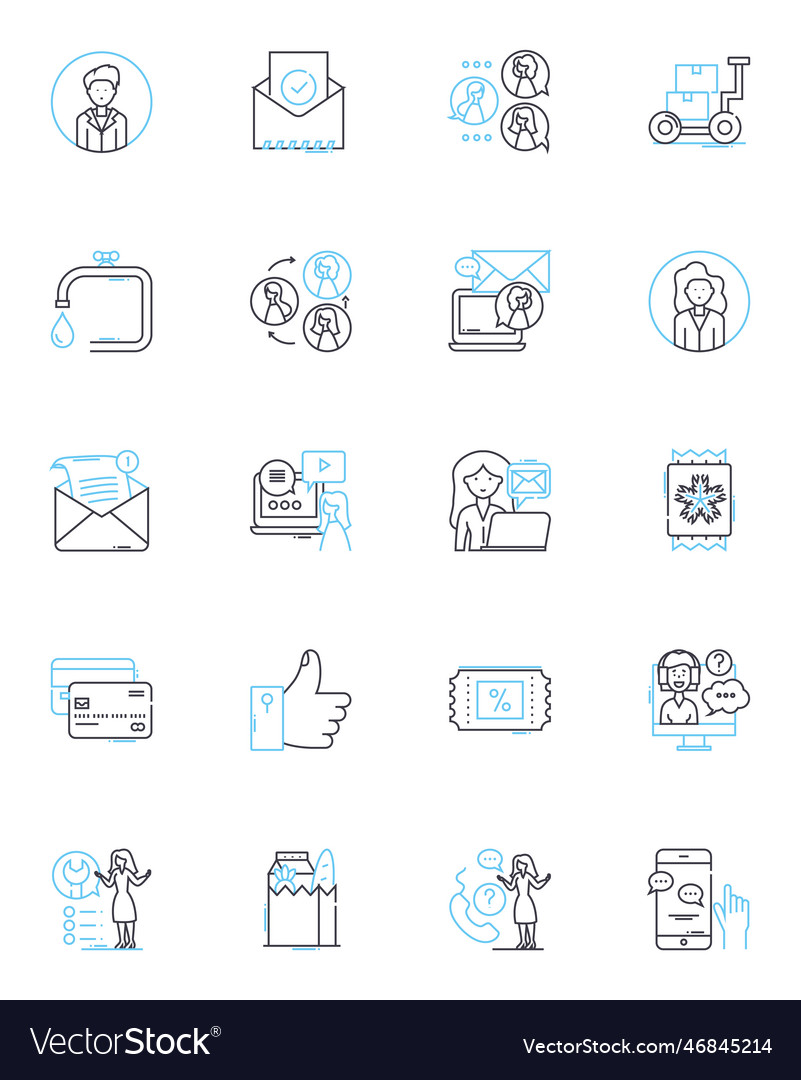 Virtual assistants linear icons set automation vector image Virtual assistants linear icons set automation
