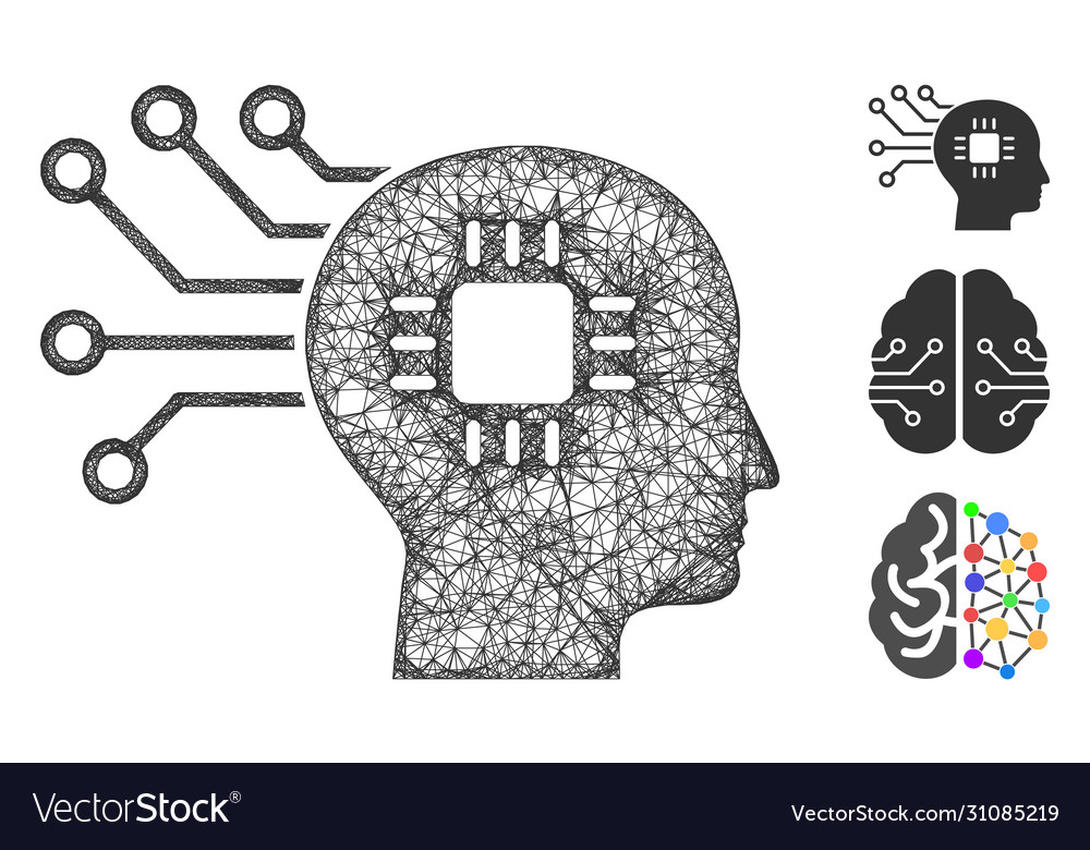 Brain circuit polygonal web mesh vector image Brain circuit polygonal web mesh