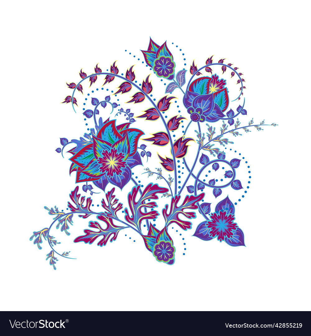 Fantasy flowers in retro vintage jacobean Vector Image