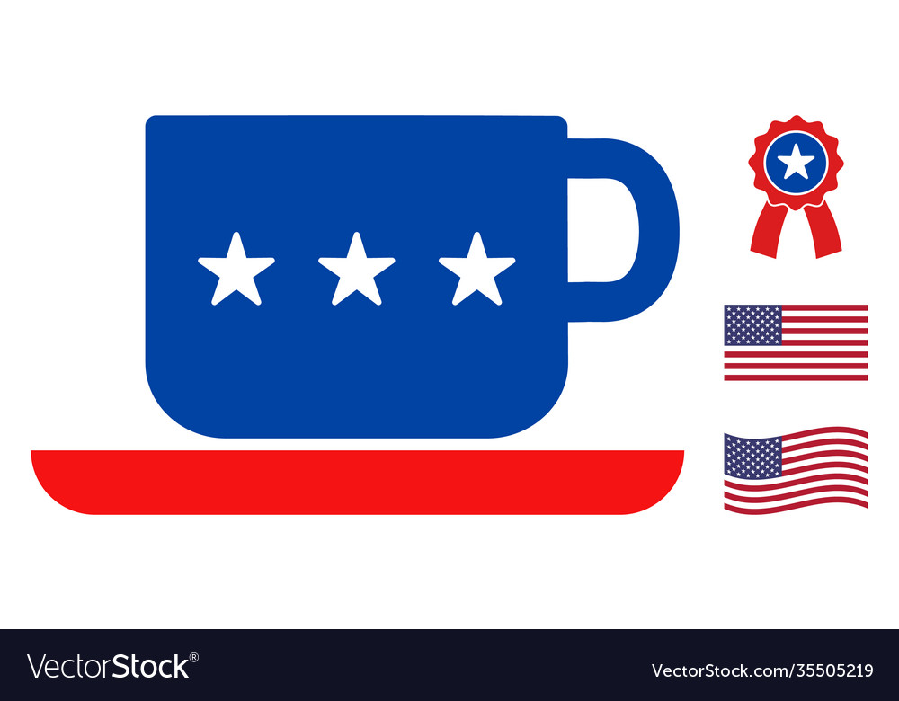 Flat tea cup icon in american democratic